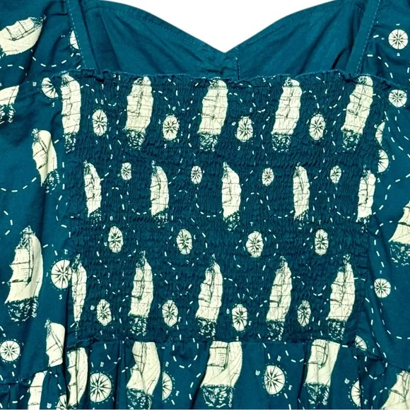 Sourpuss Retro Sailboat Nautical Rockabilly Pinup Sweetheart Neckline Dress XL - Picture 7 of 10